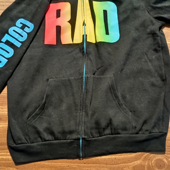 COLOR ME RAD HOODIE - XL // Zip-Up Sweater Comfy Rainbow Color Bomb Jacket - Picture 5 of 10